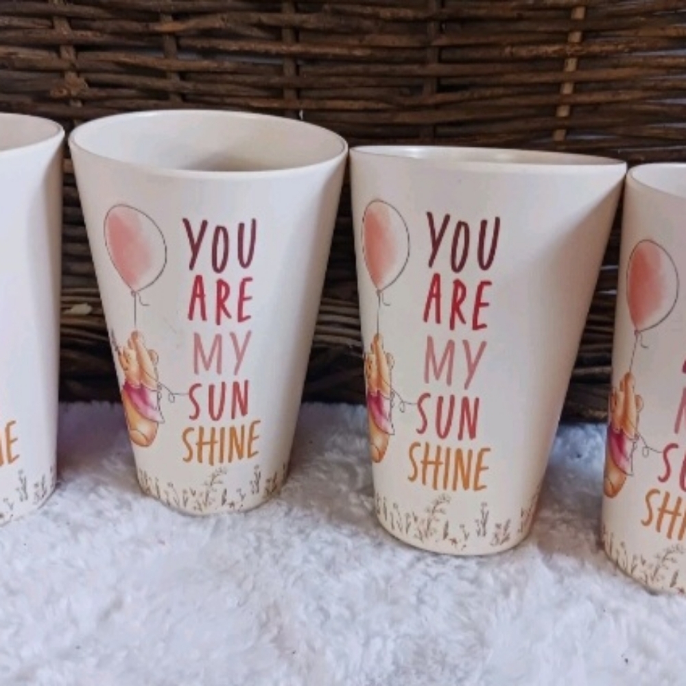 Set Of 4 EUC Disney Winnie The Pooh Melamine Tumblers YOU Are MY Sunshine 104